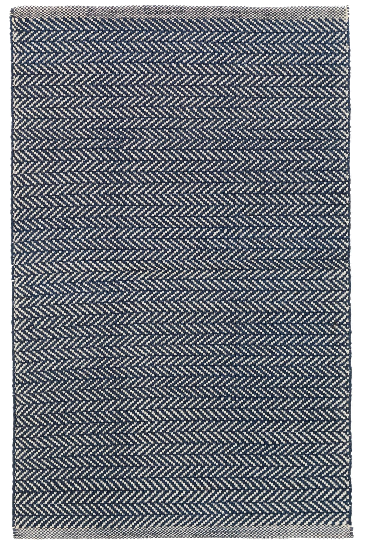 Dash & Albert Herringbone Indigo Cotton Woven Rug 9ft x 12ft