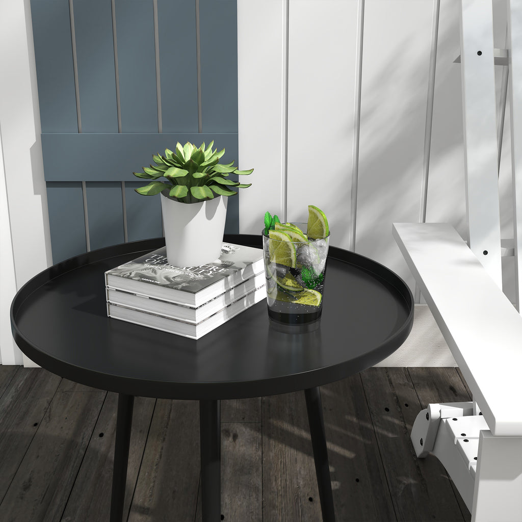 Outsunny Outdoor Beistelltisch, Gartentisch, runder Terrassentisch, Stahl, Ф40 x 50Hcm, Schwarz