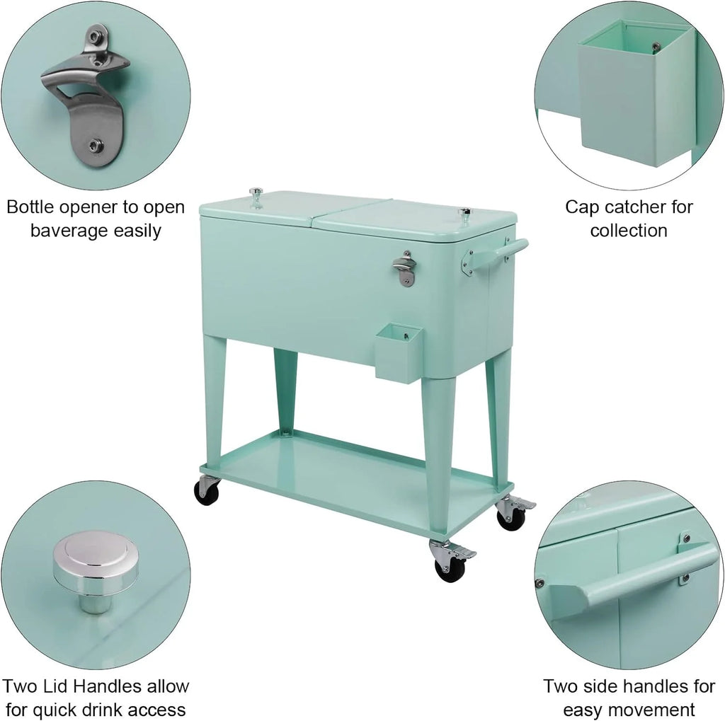 HEYWU 80 Quart Ice Chest Water Cooler with Bottle Opener, Milk White