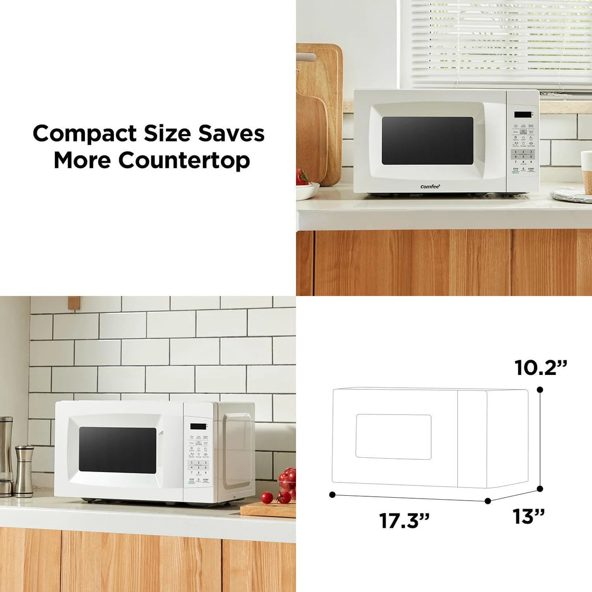 Countertop Microwave with Sound on/Off, Eco Mode, and Convenient One - Touch Button, 0.7 Cubic Foot, White