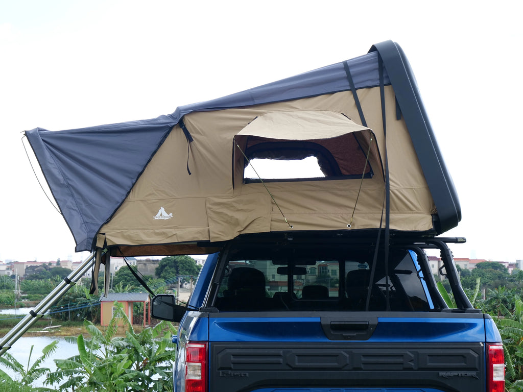 WOLFSTORM Hardshell Rooftop Tent, 2 - 3 Person, Khaki, Waterproof, 143.3 lb