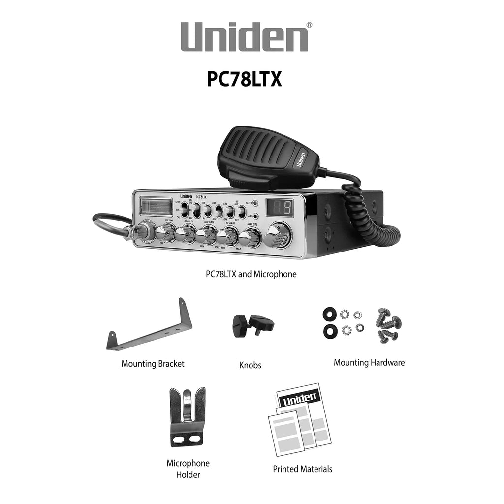 Uniden Bearcat 40 - Channel CB Radio with SWR Meter, Chrome, PC78LTXPT