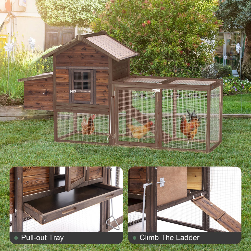 Gaildon Large Removable Chicken Coop for 4 - 5 Chickens, with 2 Story Poultry Cage, Nesting Box, Pull Out Trays, Brown