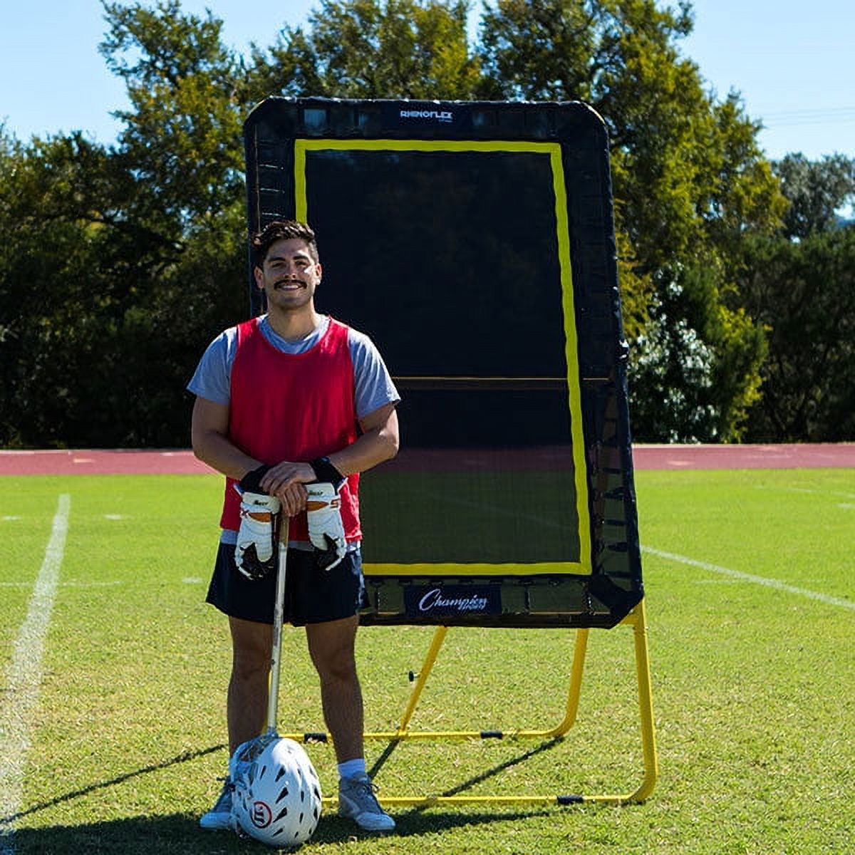 Champion Sports XL Deluxe Lacrosse Target: Ball Return Bounce Back Net Set for Professional, College and Grade School Training & Drills - 6' x 4' Rebound Area