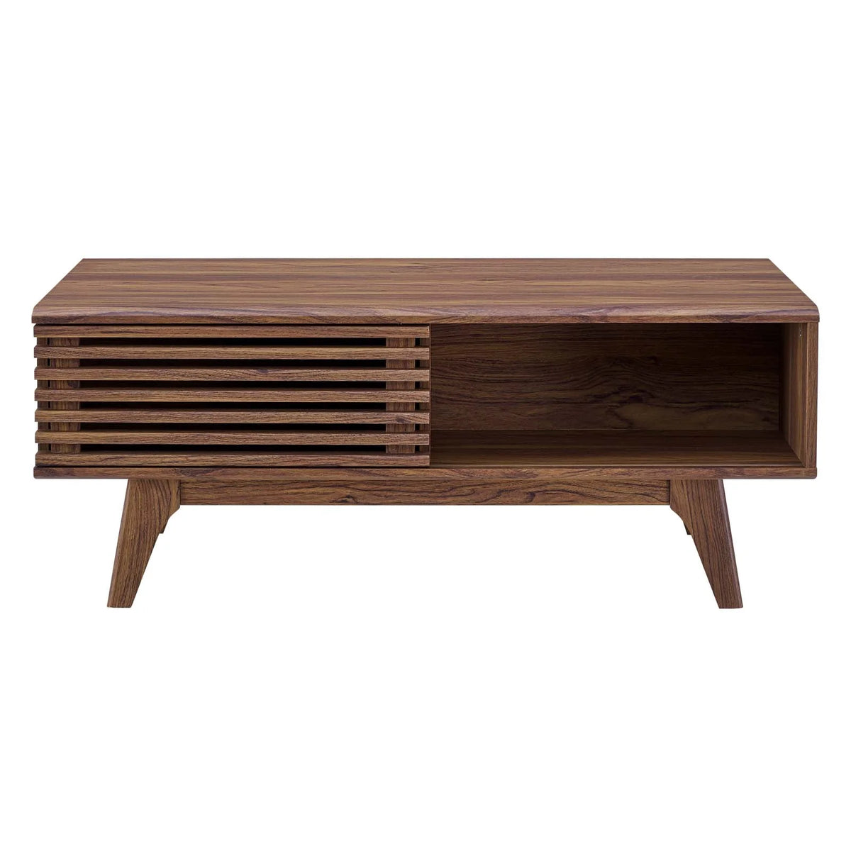 Coffee Table, Wood, Brown Walnut, Modern Contemporary Urban Design, Living Lounge Room Hotel Lobby Hospitality