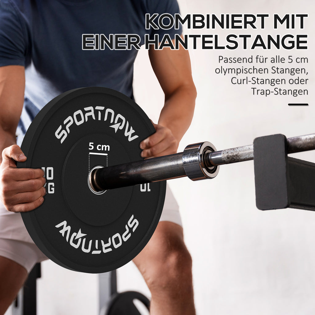 SPORTNOW Hantelscheiben-Set, 2 x 10 kg, olympischer Standard, Gummi, geräuscharm, Schwarz