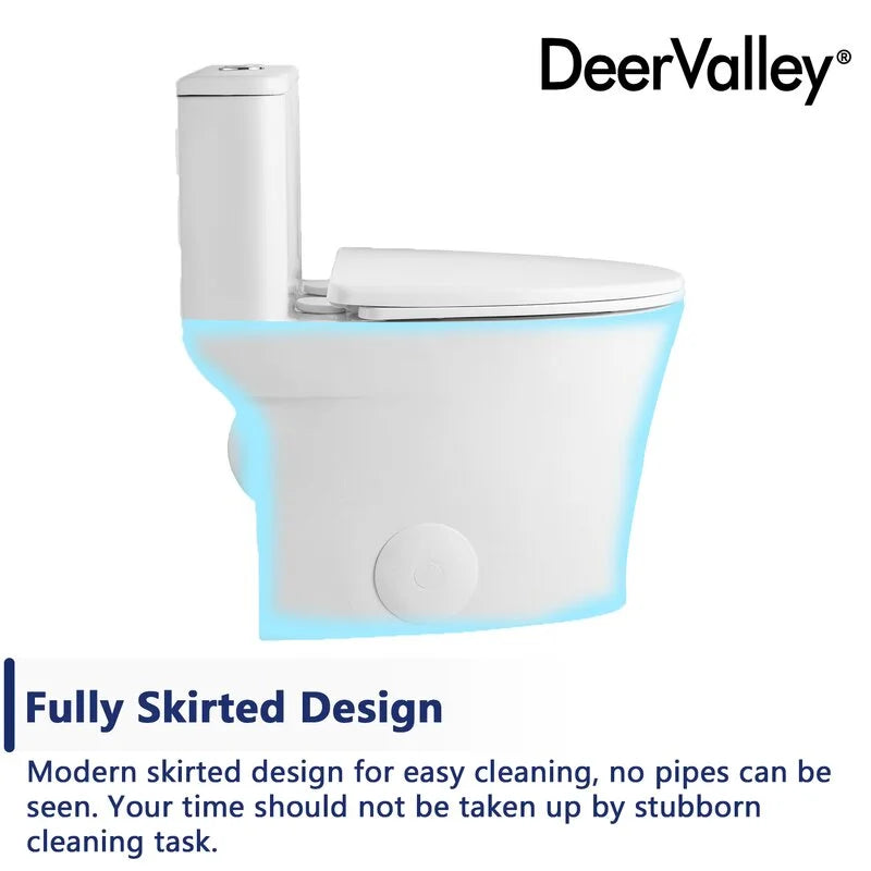 Deervalley Symmetry DV - 1F52807 One Piece Toilets 1.28 GPF Single Flush Elongated Toilet, Ceramic Compact Toilet in White