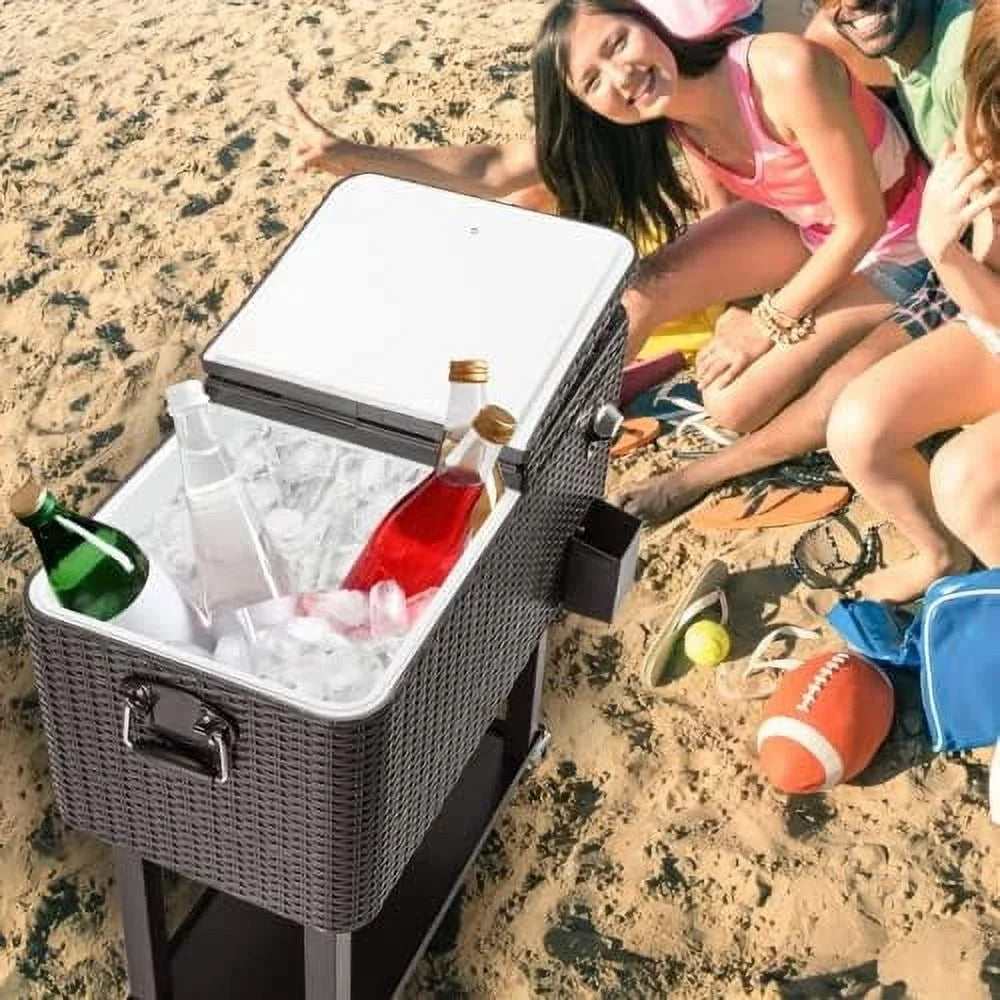 HEYWU 80 Quart Ice Chest Water Cooler with Bottle Opener, Milk White