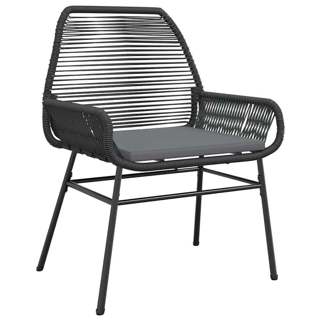 Vidaxl 7 Piece Patio Dining Set with Cushions Black Poly Rattan Glass