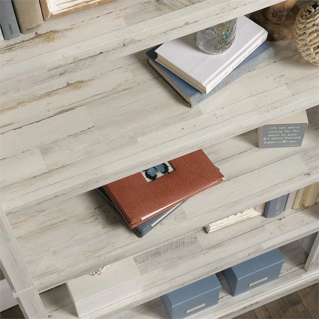 Pemberly Row Contemporary 5 - Shelf Tall Wood Bookcase in White Plank