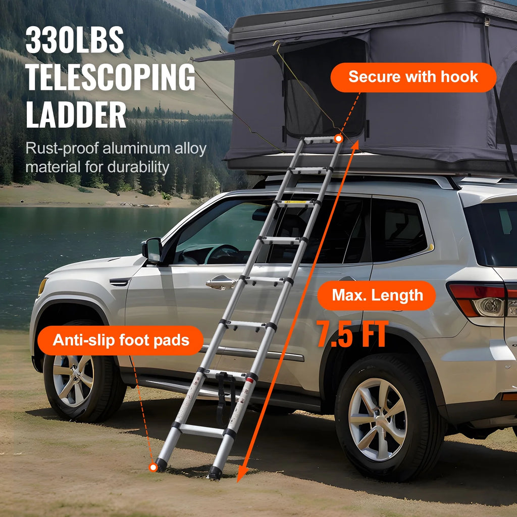 KFFKFF Hard Shell Rooftop Tent, Naturnest Model for 2 - 3 People, Includes Thick Mattress and Telescopic Ladder, Waterproof and Windproof, Suitable for Jeep, SUV, Van, and Pickup Trucks