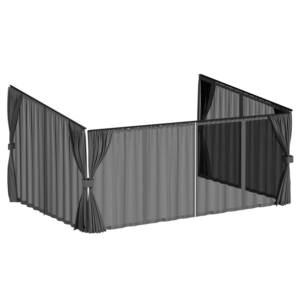 AECOJOY Outdoor Gazebo Privacy Curtains & Mosquito Netting with Zipper, Replacement Universal 4-Panel Sidewalls
