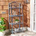 Safavieh Amaris Victorian Wrought Iron 4 - Tier Outdoor Bakers Rack. - 25 In. W x 15 In. D x 63 In. H Antique Blue