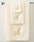 Avanti Premier Gold Script Monogram Letter B Fingertip Towel - Ivory