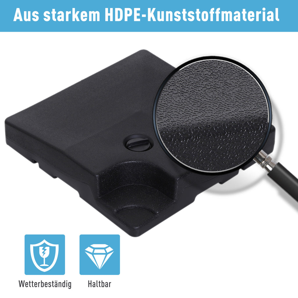 Outsunny 4 x Sonnenschirmgewicht Sonnenschirmständer befüllbar mit Sand Wasser HDPE-Kunststoff Schwarz Maße pro Element 51 x 51 x 12 cm bis zu 130 kg