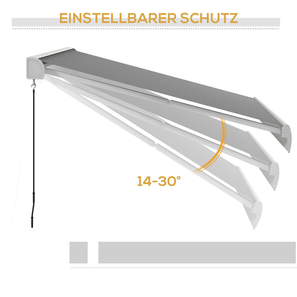 Outsunny Markise, elektrisch/manuell ausfahrbar, Vollkassette, Fernbedienung, Aluminiumrahmen, 3 x 2,5 m, Hellgrau