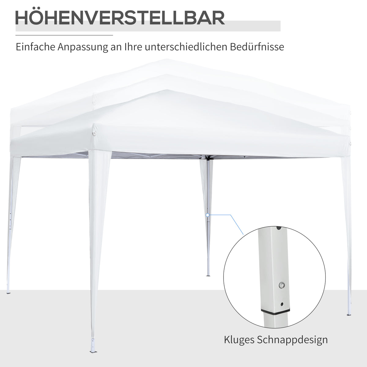 Outsunny 3 x 3 m Pavillon mit 4 Seitenwänden, Fenster, Festzelt mit UV-Schutz, Gartenzelt inkl. Tragetasche, Stahl, Weiß
