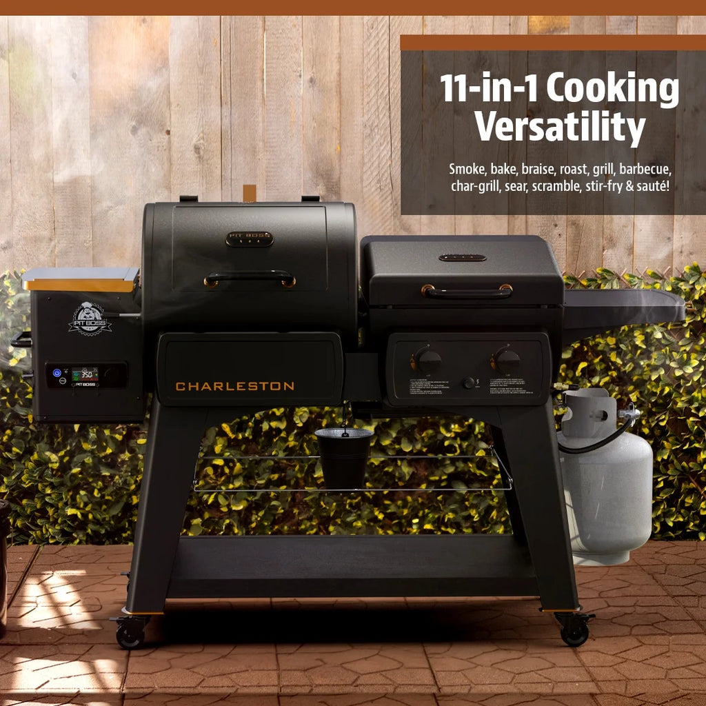 Pit Boss Charleston 1000 Sq in Pellet Grill/Gas Griddle Combo - Onyx Series