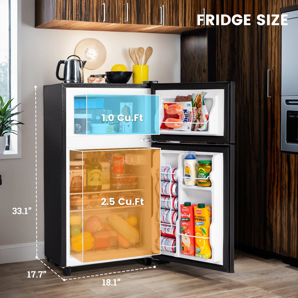 Manastin 3.5 Cu.ft Mini Fridge with Freezer - Quiet, Energy - Efficient, and Space - Smart, Black