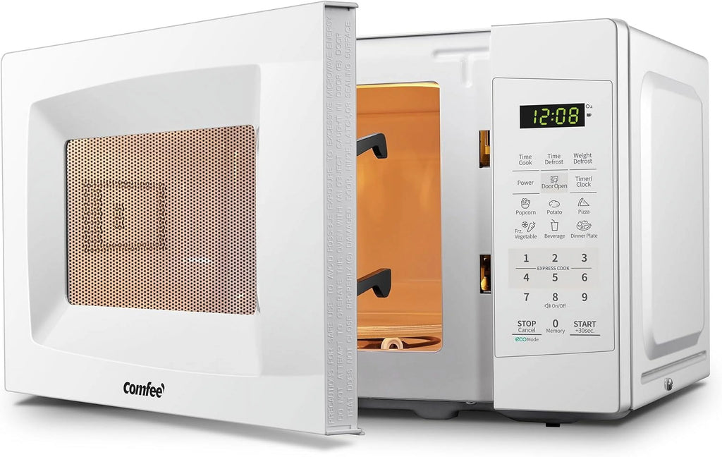 Countertop Microwave with Sound on/Off, Eco Mode, and Convenient One - Touch Button, 0.7 Cubic Foot, White