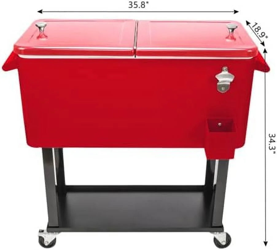 HEYWU 80 Quart Ice Chest Water Cooler with Bottle Opener, Milk White