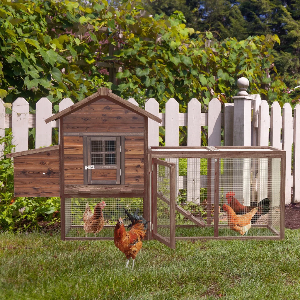 Gaildon Large Removable Chicken Coop for 4 - 5 Chickens, with 2 Story Poultry Cage, Nesting Box, Pull Out Trays, Brown