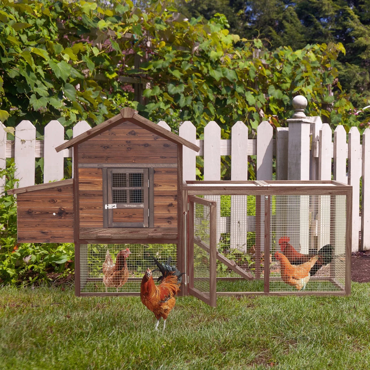 Gaildon Large Removable Chicken Coop for 4 - 5 Chickens, with 2 Story Poultry Cage, Nesting Box, Pull Out Trays, Brown