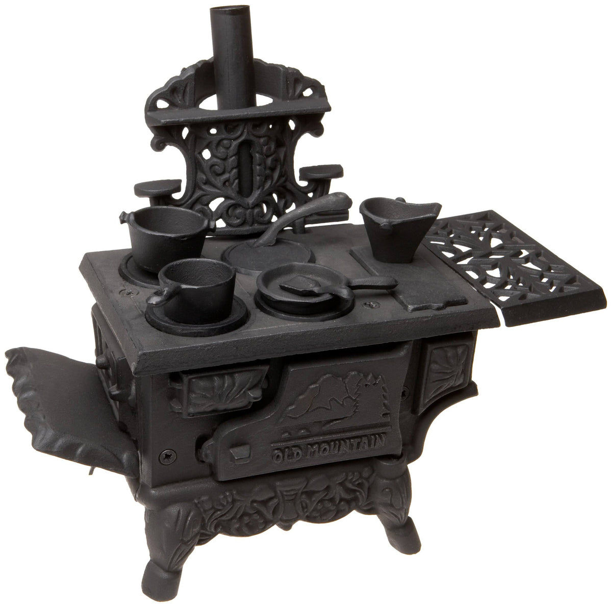 Black Mini Wood Cook Stove Set - 12 Inches Long with Accessories