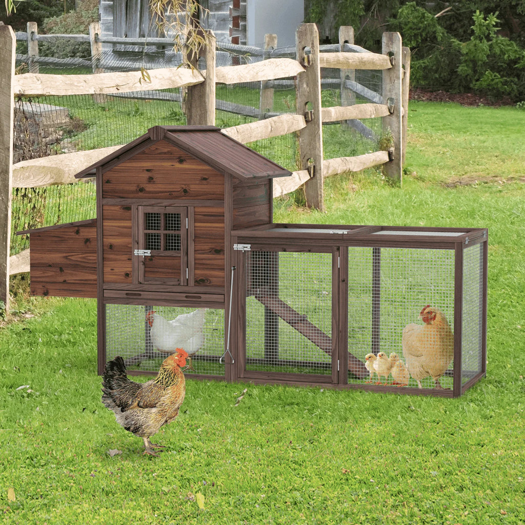 Gaildon Large Removable Chicken Coop for 4 - 5 Chickens, with 2 Story Poultry Cage, Nesting Box, Pull Out Trays, Brown