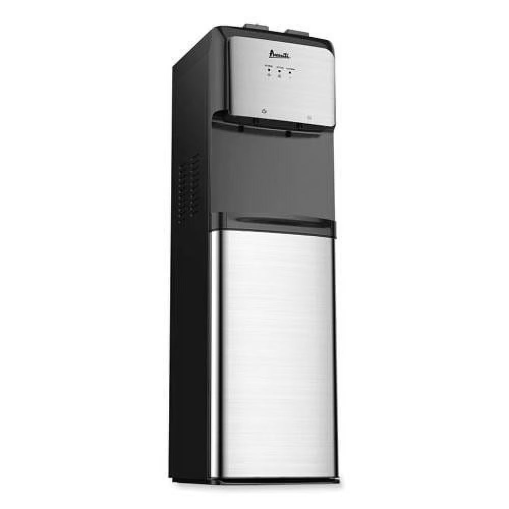 Avanti Bottom Loading Water Dispenser with UV Light, 3 to 5 Gal, 41.25 H, Black/Stainless Steel