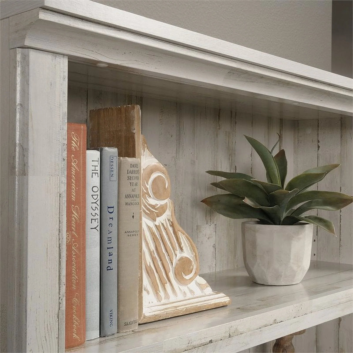 Pemberly Row Contemporary 5 - Shelf Tall Wood Bookcase in White Plank