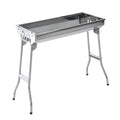 Outsunny 28" Stainless Steel Small Portable Folding Charcoal BBQ Grill Set Silver