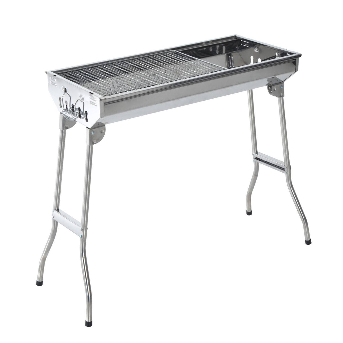 Outsunny 28" Stainless Steel Small Portable Folding Charcoal BBQ Grill Set Silver