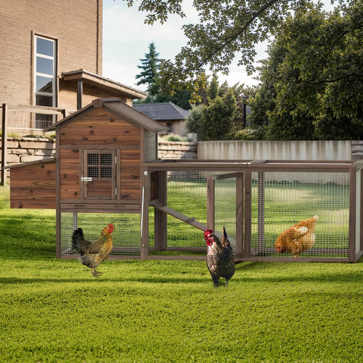Gaildon Large Removable Chicken Coop for 4 - 5 Chickens, with 2 Story Poultry Cage, Nesting Box, Pull Out Trays, Brown