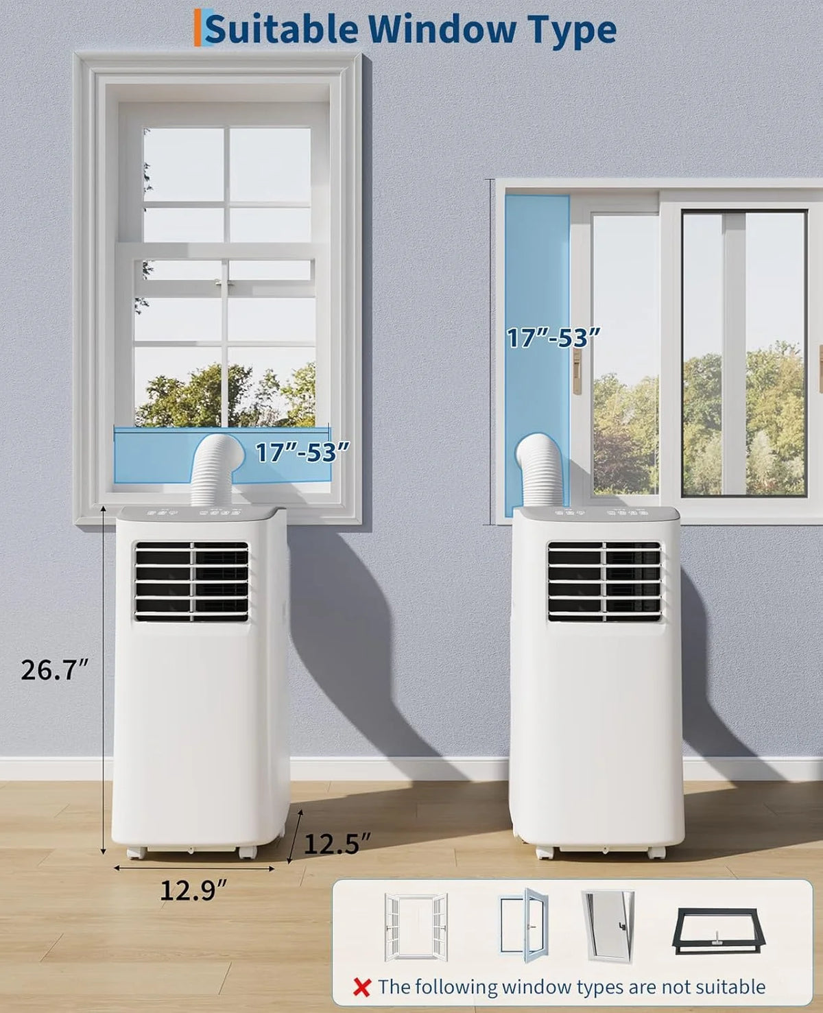 Eastvita 8, 000 Btus Portable Air Conditioner, Room Air Conditioner, 3 - in - 1 Cooling AC Portable Air Conditioner with Fan & Dehumidifier, Standing AC, Ventless Floor AC