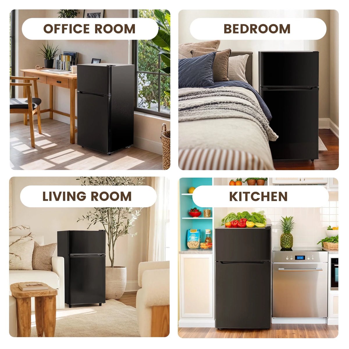 Manastin 3.5 Cu.ft Mini Fridge with Freezer - Quiet, Energy - Efficient, and Space - Smart, Black