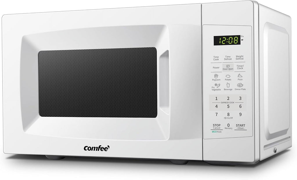 Countertop Microwave with Sound on/Off, Eco Mode, and Convenient One - Touch Button, 0.7 Cubic Foot, White