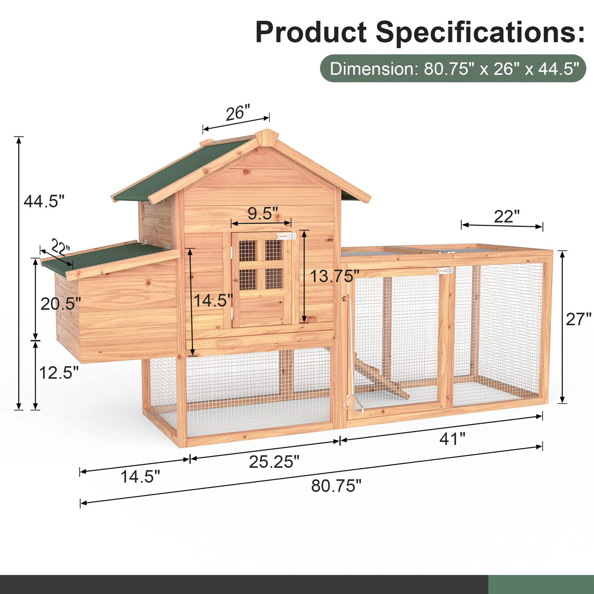Gaildon Large Removable Chicken Coop for 4 - 5 Chickens, with 2 Story Poultry Cage, Nesting Box, Pull Out Trays, Brown