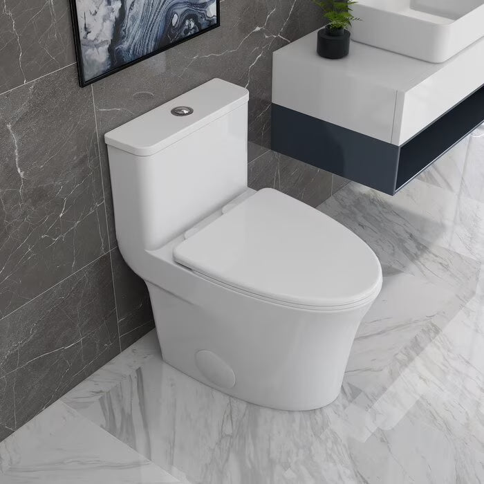 Deervalley Symmetry DV - 1F52807 One Piece Toilets 1.28 GPF Single Flush Elongated Toilet, Ceramic Compact Toilet in White