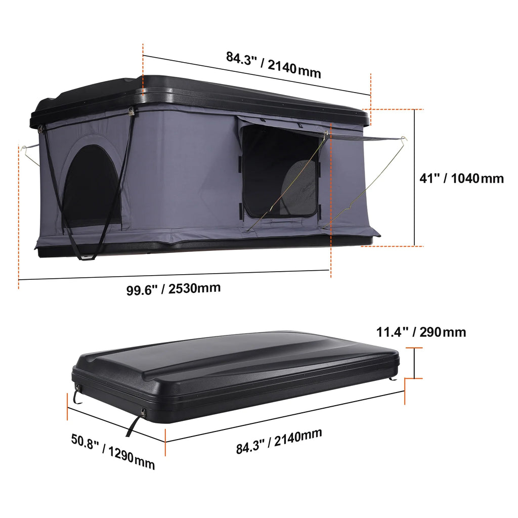 KFFKFF Hard Shell Rooftop Tent, Naturnest Model for 2 - 3 People, Includes Thick Mattress and Telescopic Ladder, Waterproof and Windproof, Suitable for Jeep, SUV, Van, and Pickup Trucks