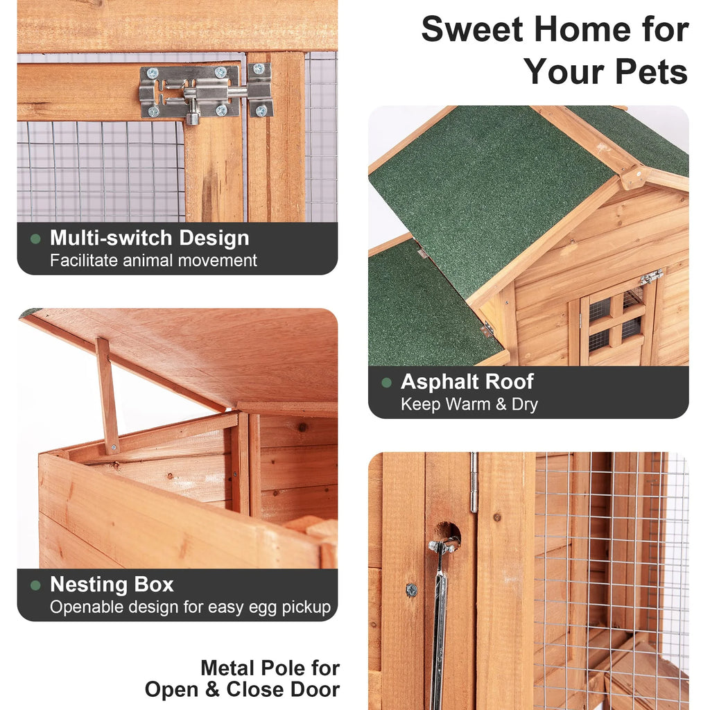 Gaildon Large Removable Chicken Coop for 4 - 5 Chickens, with 2 Story Poultry Cage, Nesting Box, Pull Out Trays, Brown