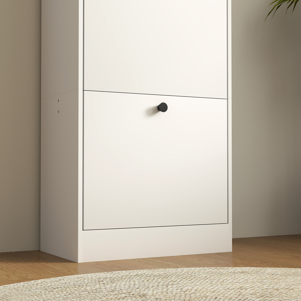 HOMCOM Schuhschrank, Schuhregal, 3 Klappfächer, verstellbar, Spanplatte, Weiß