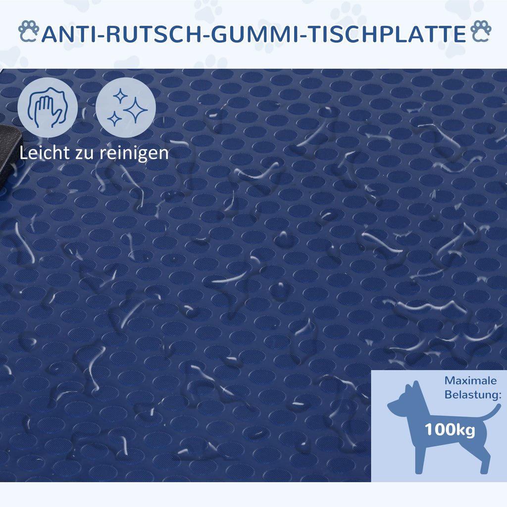 PawHut Hundepflegetisch Trimmtisch mit Unterkorb Tierpflegetisch Hunde Pflegetisch Hundefriseur Tisch Schertisch für Hunde Katzen bis zu 100kg Blau