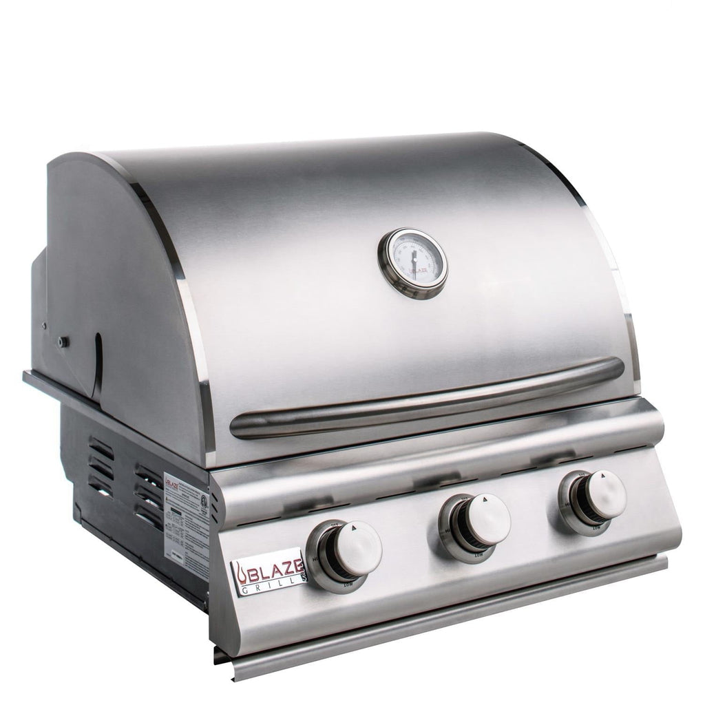 In Natural Gas Grills |Outdoor Kitchen 3 Burner Built In Natural Gas Grill (Head Only) - 25 Inch Drop In Three Burner Backyard Grill Station By Blaze Grills