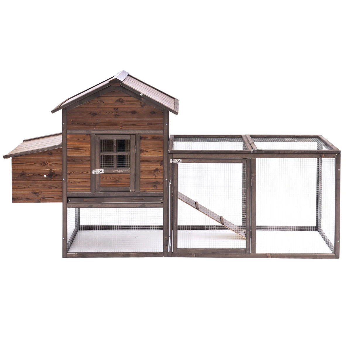 Gaildon Large Removable Chicken Coop for 4 - 5 Chickens, with 2 Story Poultry Cage, Nesting Box, Pull Out Trays, Brown