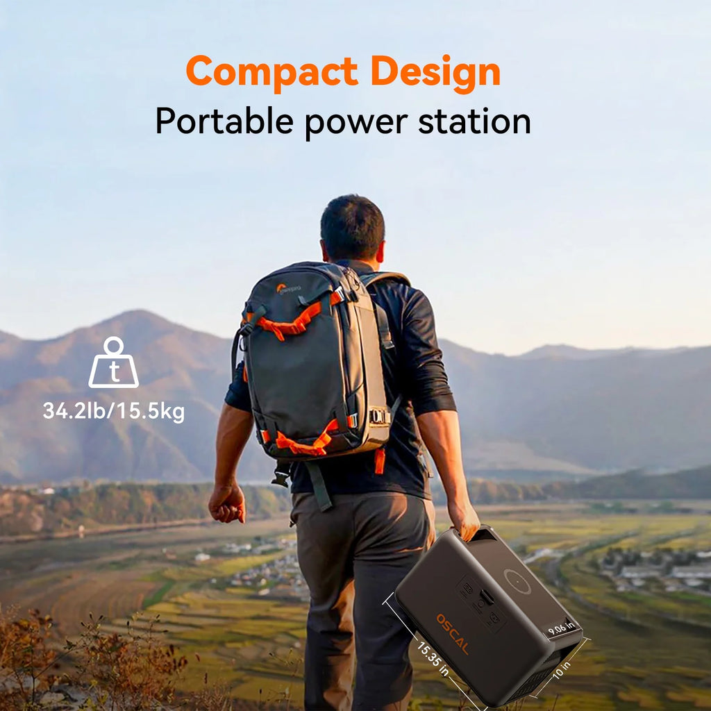 OSCAL Powermax 1800 Solar Generator with 200W Solar Panels, 1024wh LiFePO4 Battery, 1800W (3200W Surge) Portable Power Station, 700W Fast AC Charging, APP Control, 11 Outlets for Home, RV & Camping