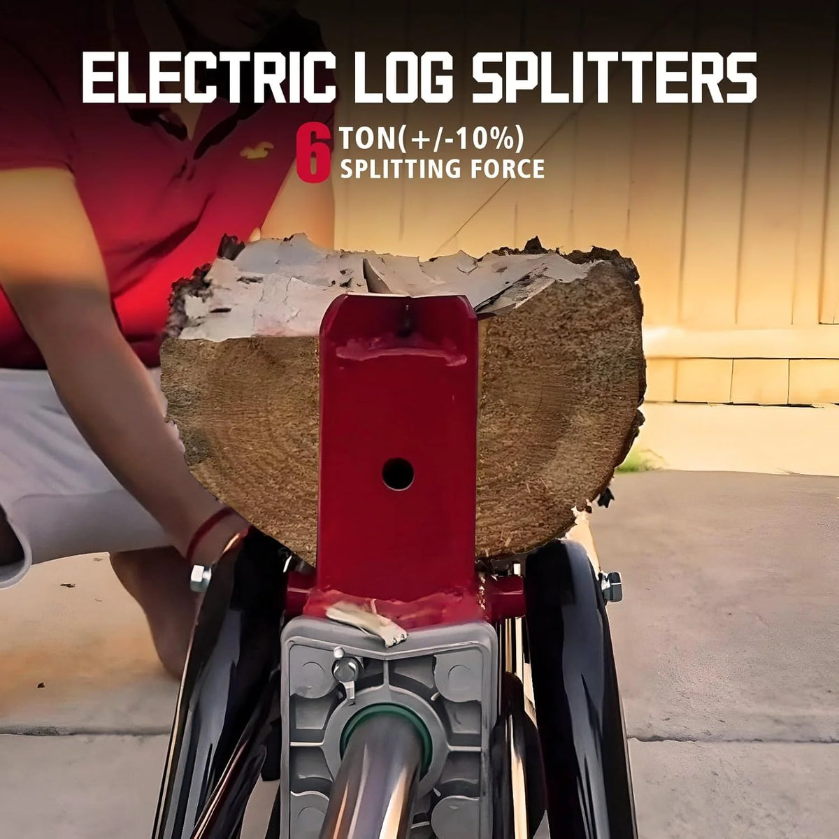 PowerSmart Electric Log Splitter 7-Ton - Efficient Wood Splitter with 3500 Motor Speed, 15 Amp, Horizontal Full Beam Design and Steel Wedge for Firewood & Kindling Cutting