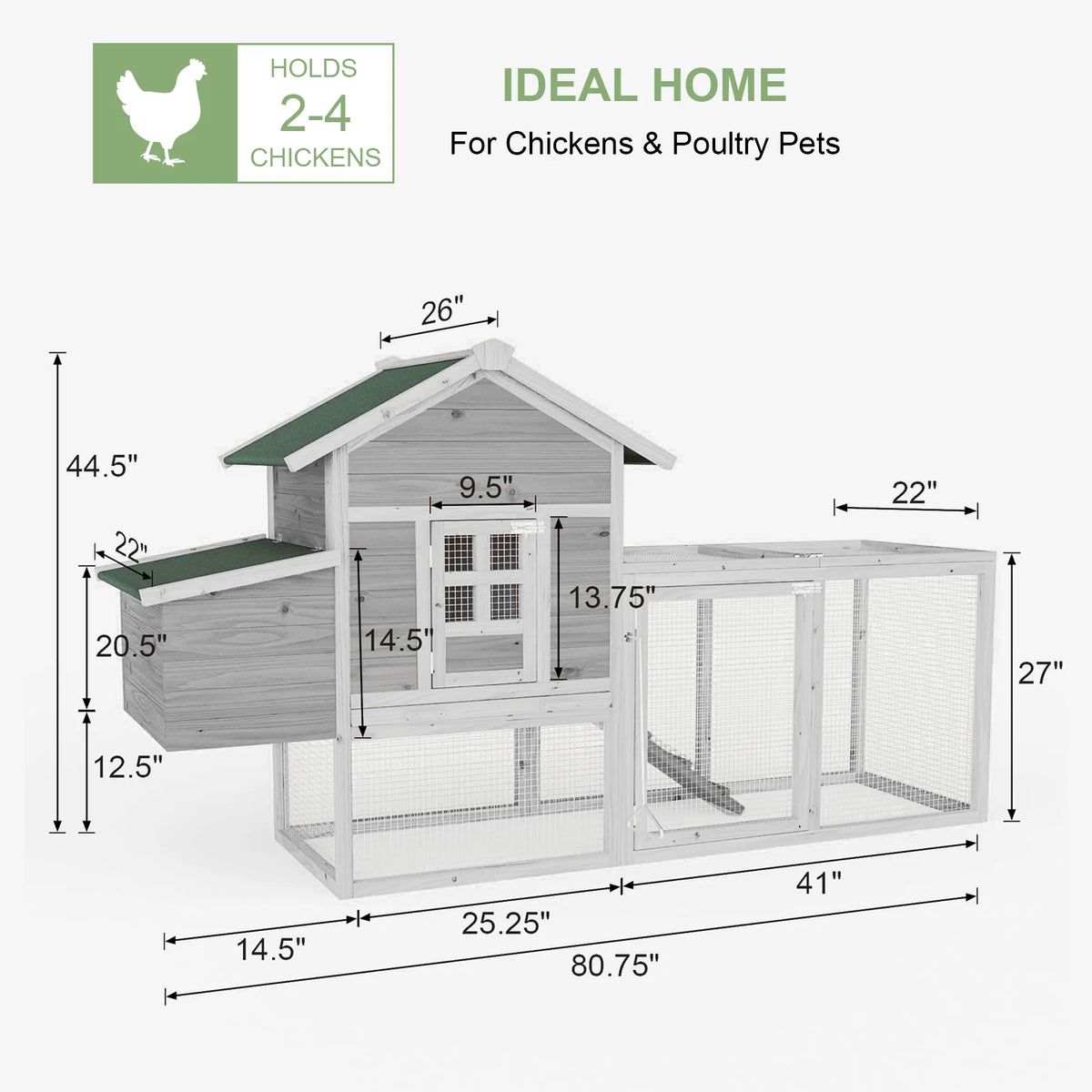 Gaildon Large Removable Chicken Coop for 4 - 5 Chickens, with 2 Story Poultry Cage, Nesting Box, Pull Out Trays, Brown