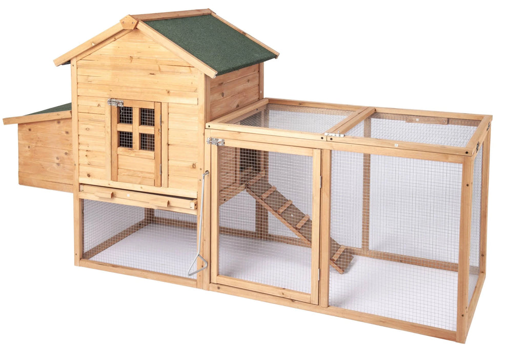 Gaildon Large Removable Chicken Coop for 4 - 5 Chickens, with 2 Story Poultry Cage, Nesting Box, Pull Out Trays, Brown