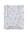 Beautyrest - Oversized Cotton Flannel 4 Piece Sheet Set - Full - White Tossed Botanical
